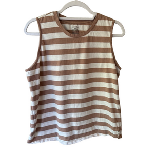 George Cream and White Sleeveless Muscle Tee Size M Casual Everyday